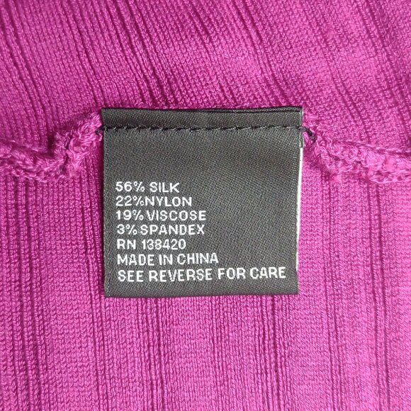 Carlisle Collection fuchsia purple silk blend asymmetrical knit top ladies XL - Picture 8 of 8